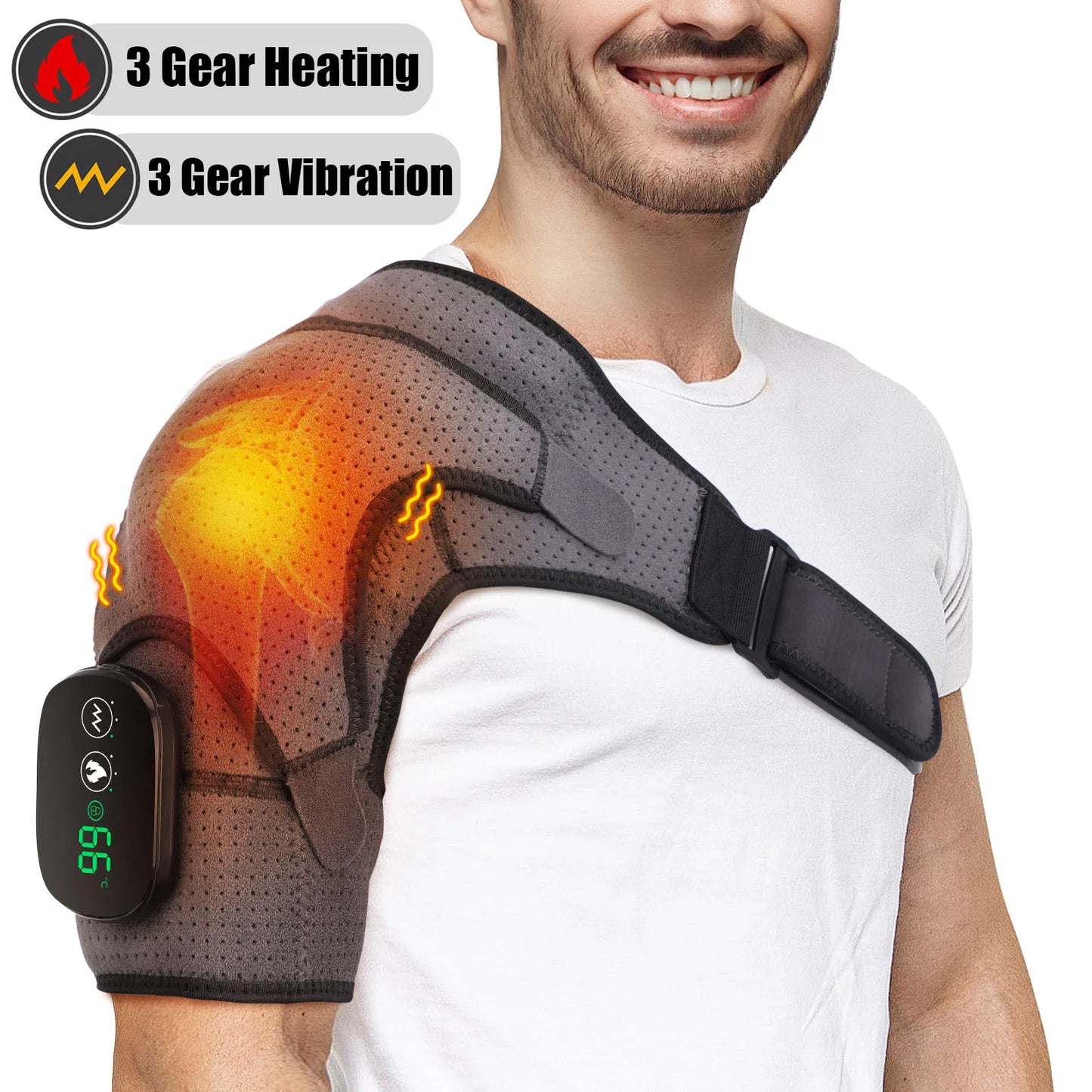 Electric Heating Shoulder Massager Vibration Massage Shoulder Brace Support Belt Elbow Neck Knee Massager Warm Heating Pad