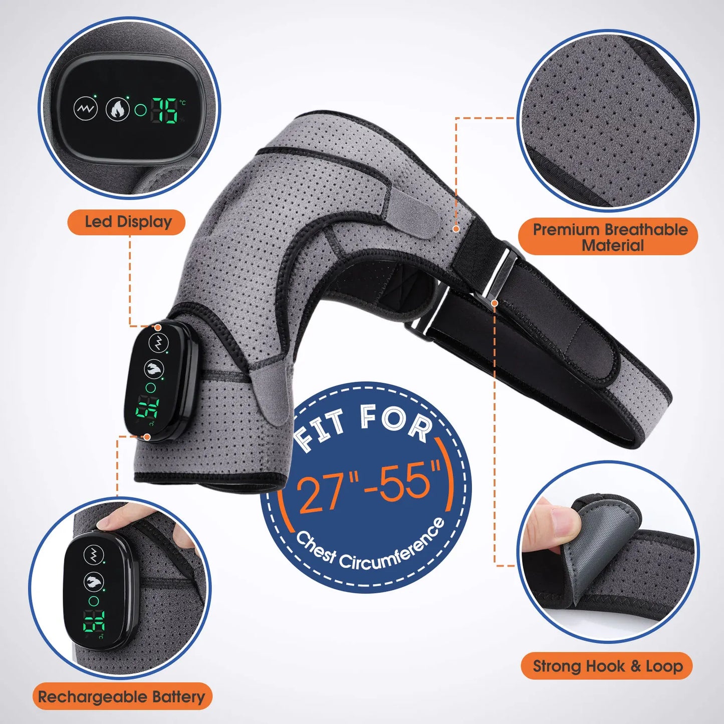 Electric Heating Shoulder Massager Vibration Massage Shoulder Brace Support Belt Elbow Neck Knee Massager Warm Heating Pad