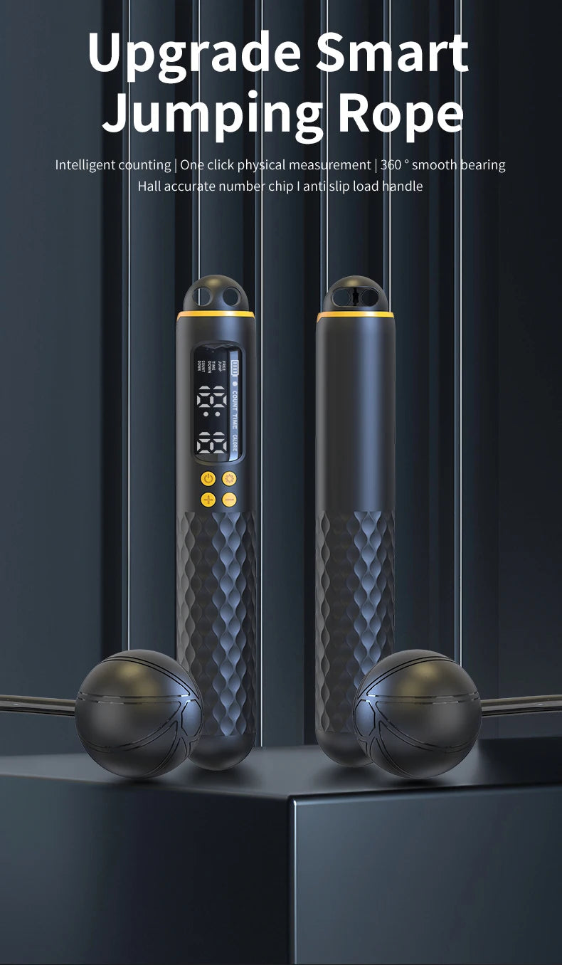 New Rechargeable USB Electronic Technology Jump Rope Wire Rope Adjustable Jump Rope Trainer Digital Wireless Calorie Counter