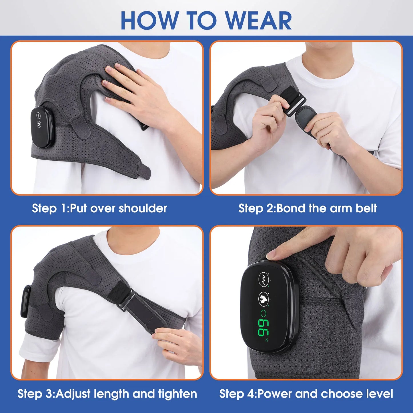 Electric Heating Shoulder Massager Vibration Massage Shoulder Brace Support Belt Elbow Neck Knee Massager Warm Heating Pad