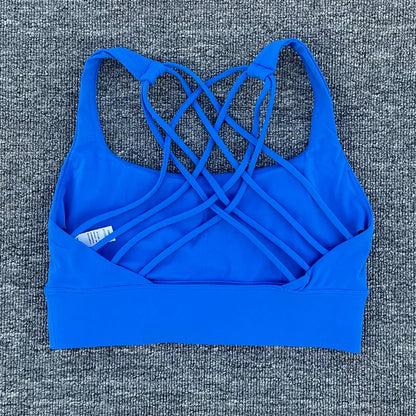 Women's Fitness Sports Bra Anti-Sweat Fitness Top Women Yoga Bra Shockproof Crop Top Cross Back Sport Bra Gym Workout Top