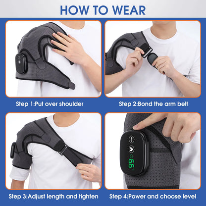 Electric Heating Shoulder Massager Vibration Massage Shoulder Brace Support Belt Elbow Neck Knee Massager Warm Heating Pad