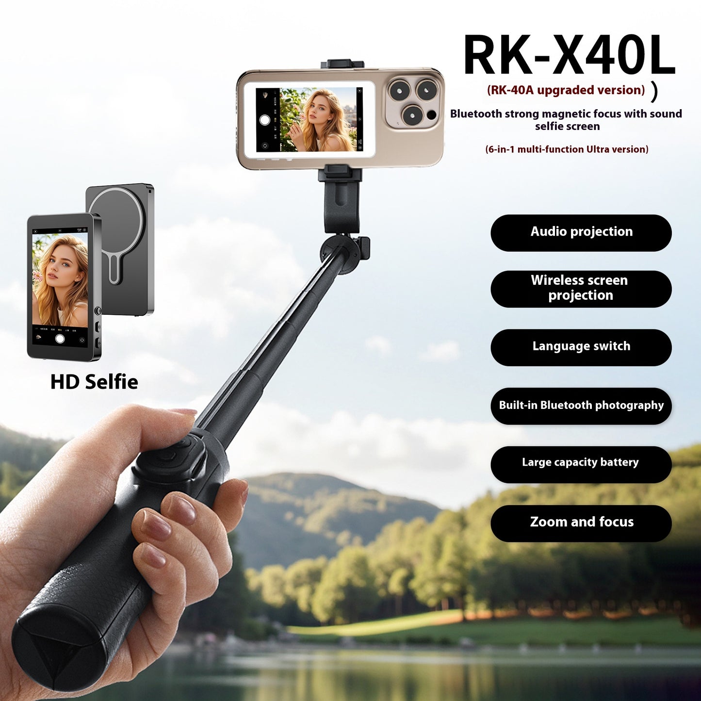 Mobile Phone Magnetic Screen Doubling Device For Live Selfie